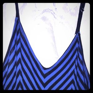 Long Maxi blue and black stripped dress